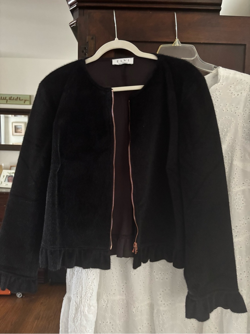 Elvi Black Faux-Fur Zip Jacket
